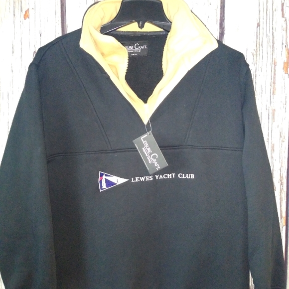 Lewes Yacht Club Delaware Embroidered 1/4 Zip Sweater Pullover Size Large - Picture 2 of 4
